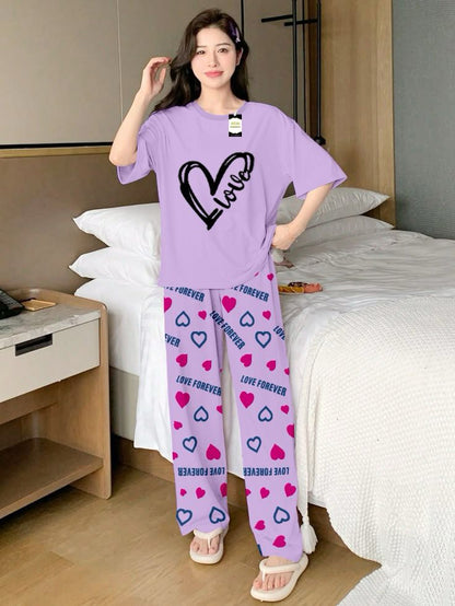 Stylish Sleepwear Set for a Cozy Night's Rest Wear With Multi Printed Set