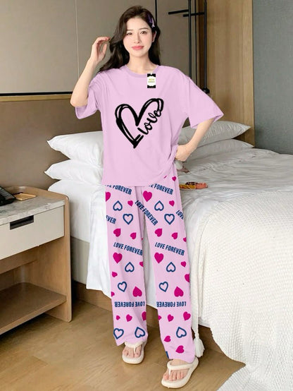 Stylish Sleepwear Set for a Cozy Night's Rest Wear With Multi Printed Set