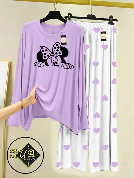 Stylish Sleepwear Set for a Cozy Night's Rest Wear With Multi Printed Set
