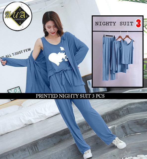 LADIES NIGHT SUIT
3 Pieces Inner Gawn + Trouser