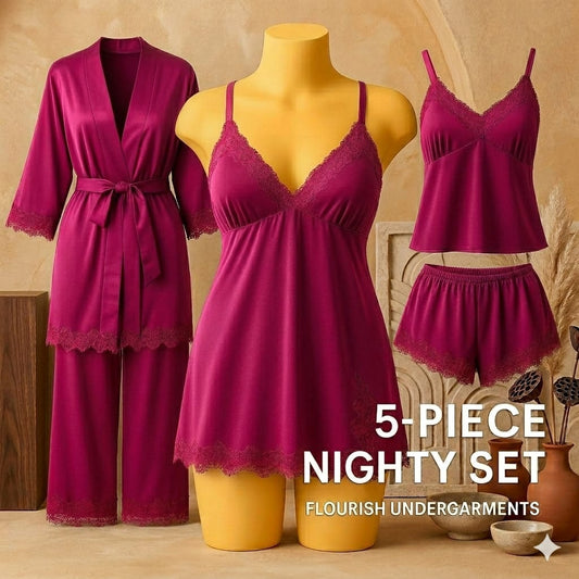 5-PIECE NIGHTY SET" in a bold, white sans-serif font