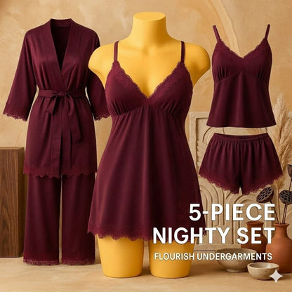 5 pices nighty set