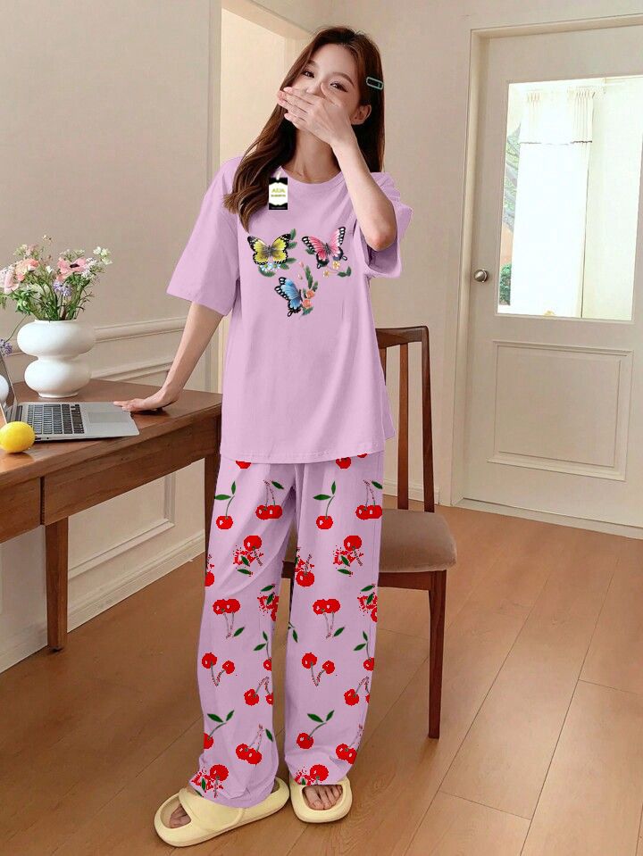 Stylish Sleepwear Set for a Cozy Night's Rest Wear With Multi Printed Set