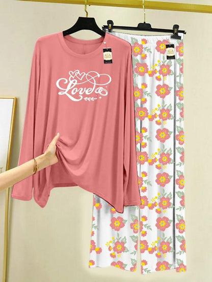 Stylish Sleepwear Set for a Cozy Night's Rest Wear With Multi Printed Set