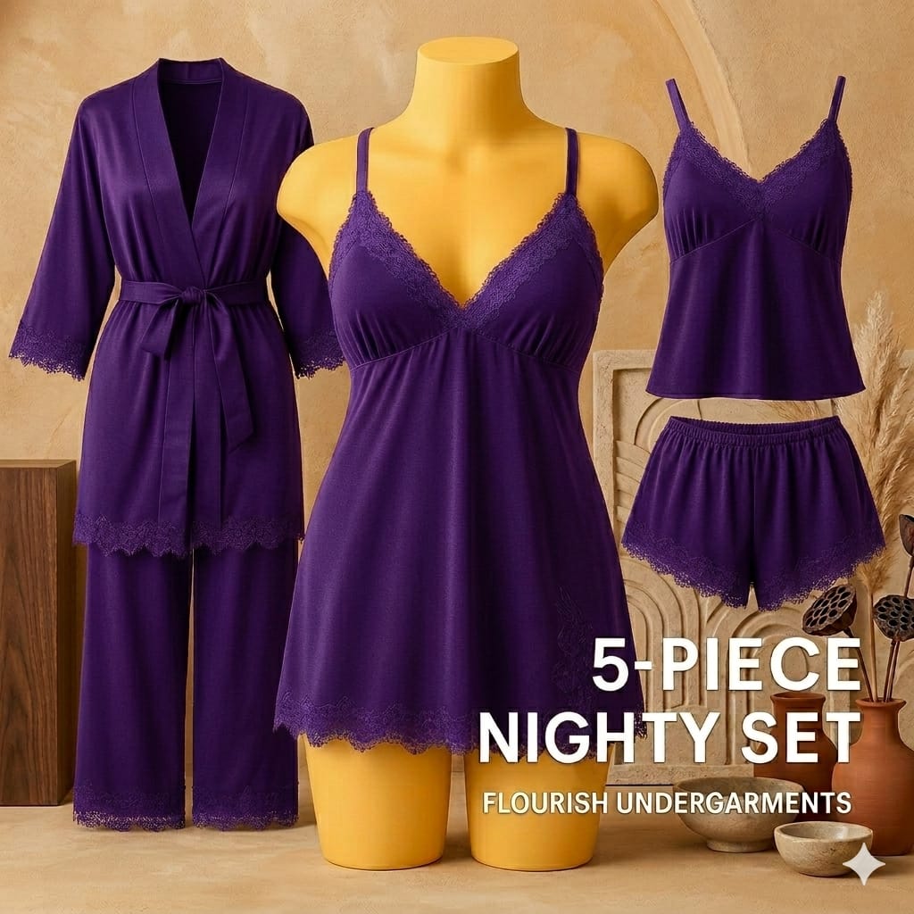 5 pices nighty set