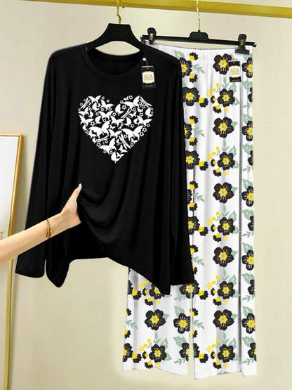 Stylish Sleepwear Set for a Cozy Night's Rest Wear With Multi Printed Set