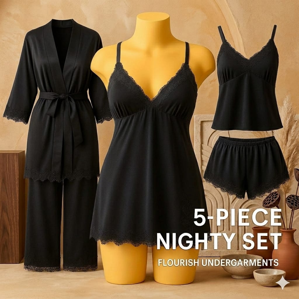 5 pices nighty set